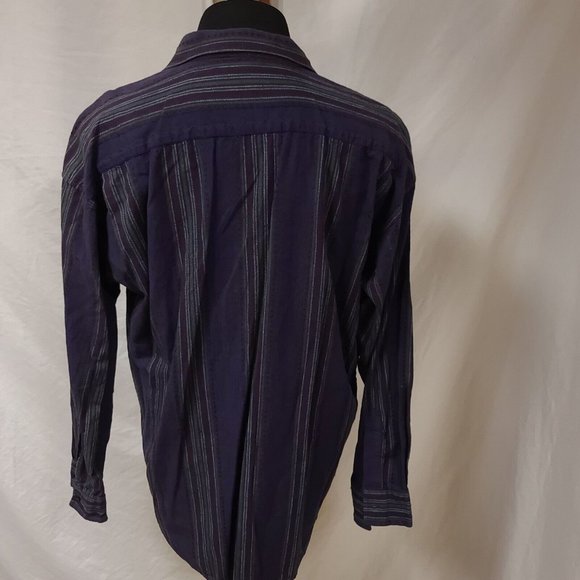 Loafers Reed St James Mens XL Purple Striped Long Sleeve Button Up Shirt - Picture 8 of 11